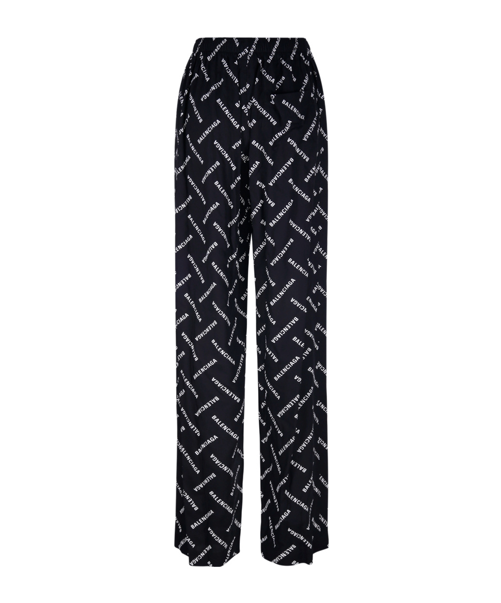 Balenciaga Logo-print Poplin Palazzo Pants In Black