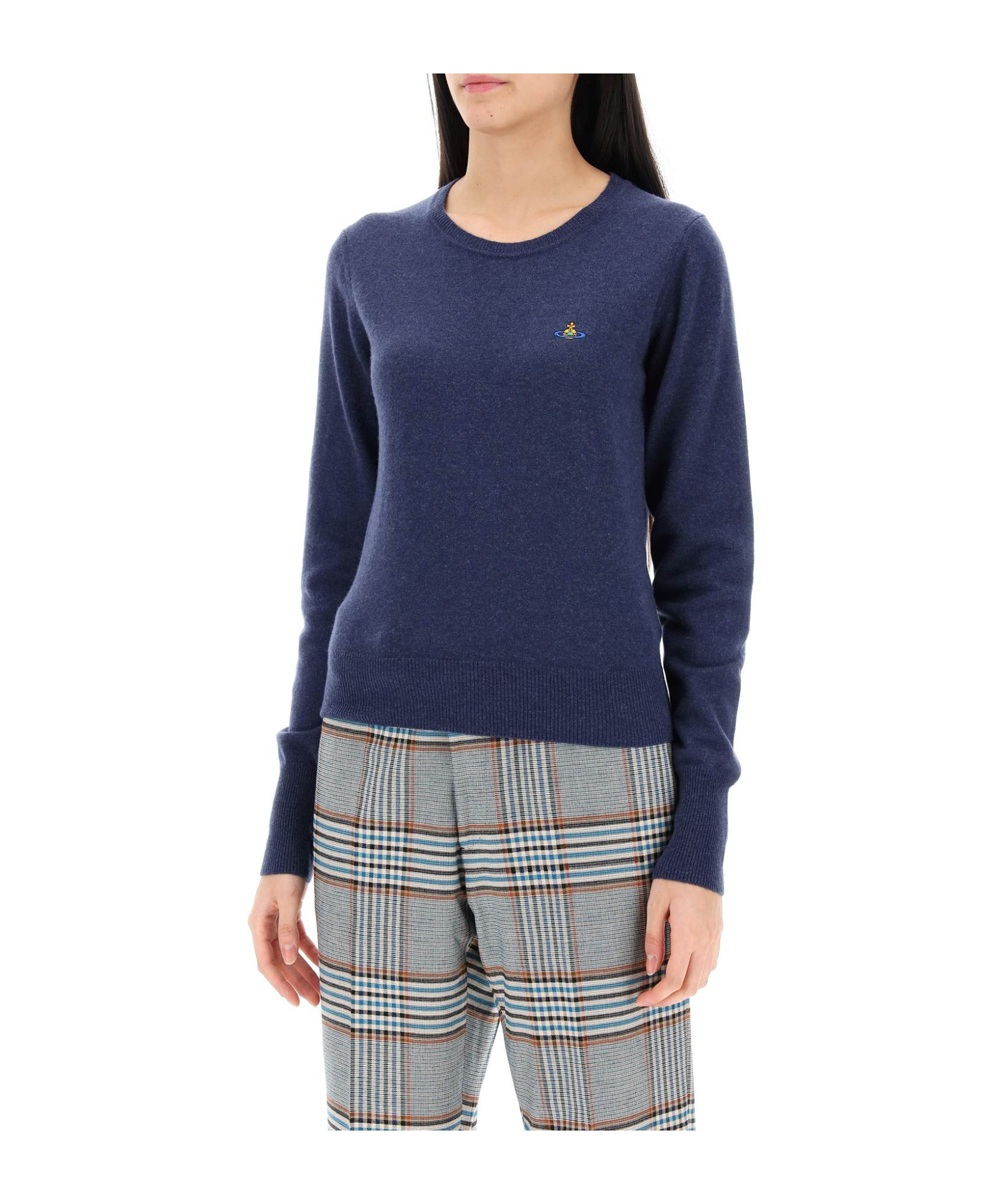 Vivienne Westwood Bea Cardigan With Logo Embroidery In Blue