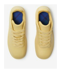 Burberry Yellow Leather Box Sneakers In Nude