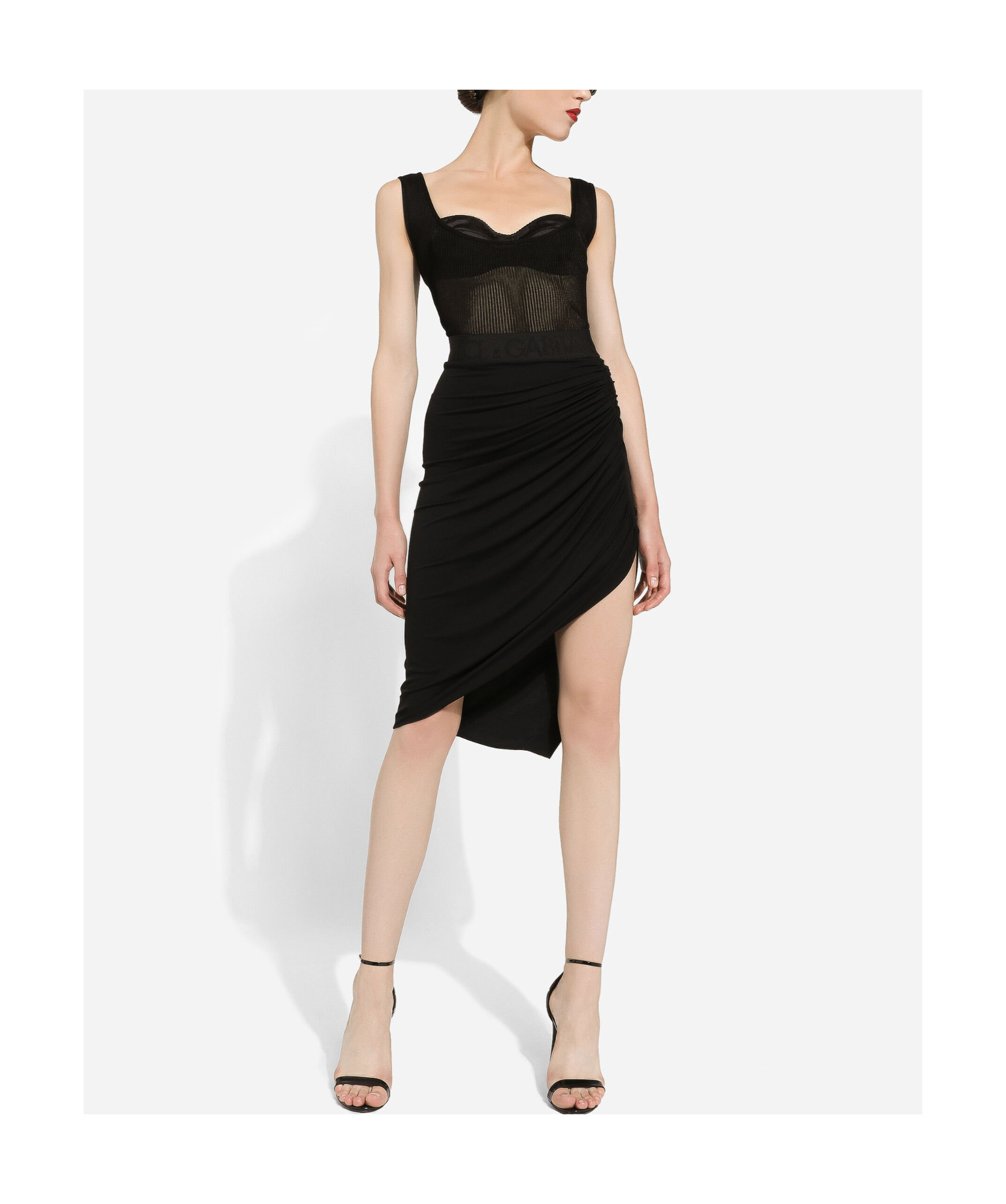 Dolce & Gabbana Draped Asymmetric Miniskirt In Black