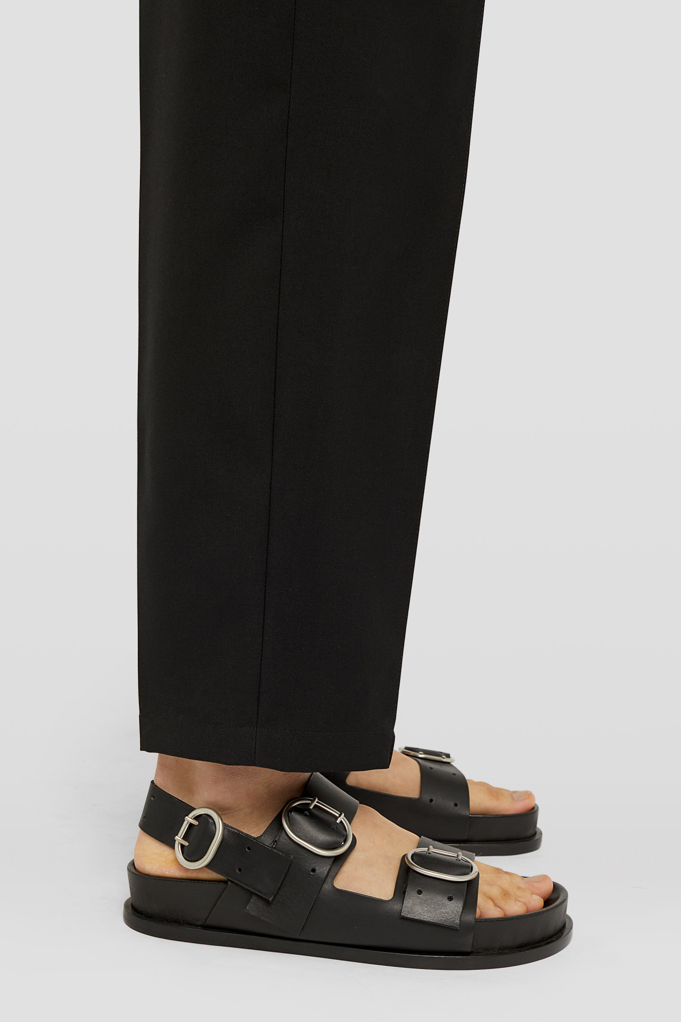 Jil Sander Leather Slingback Sandals With Double Buckle In Black