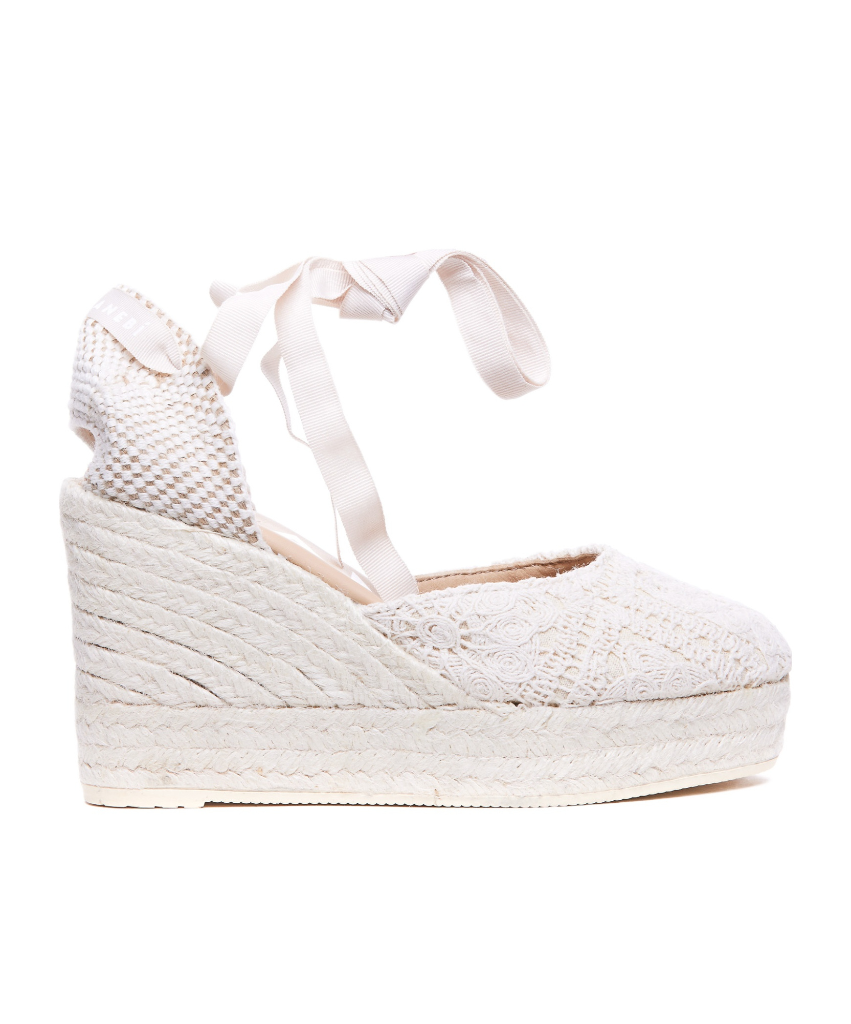 Manebi Manebí Yucatán Crochet Cotton Wedge Espadrilles In White