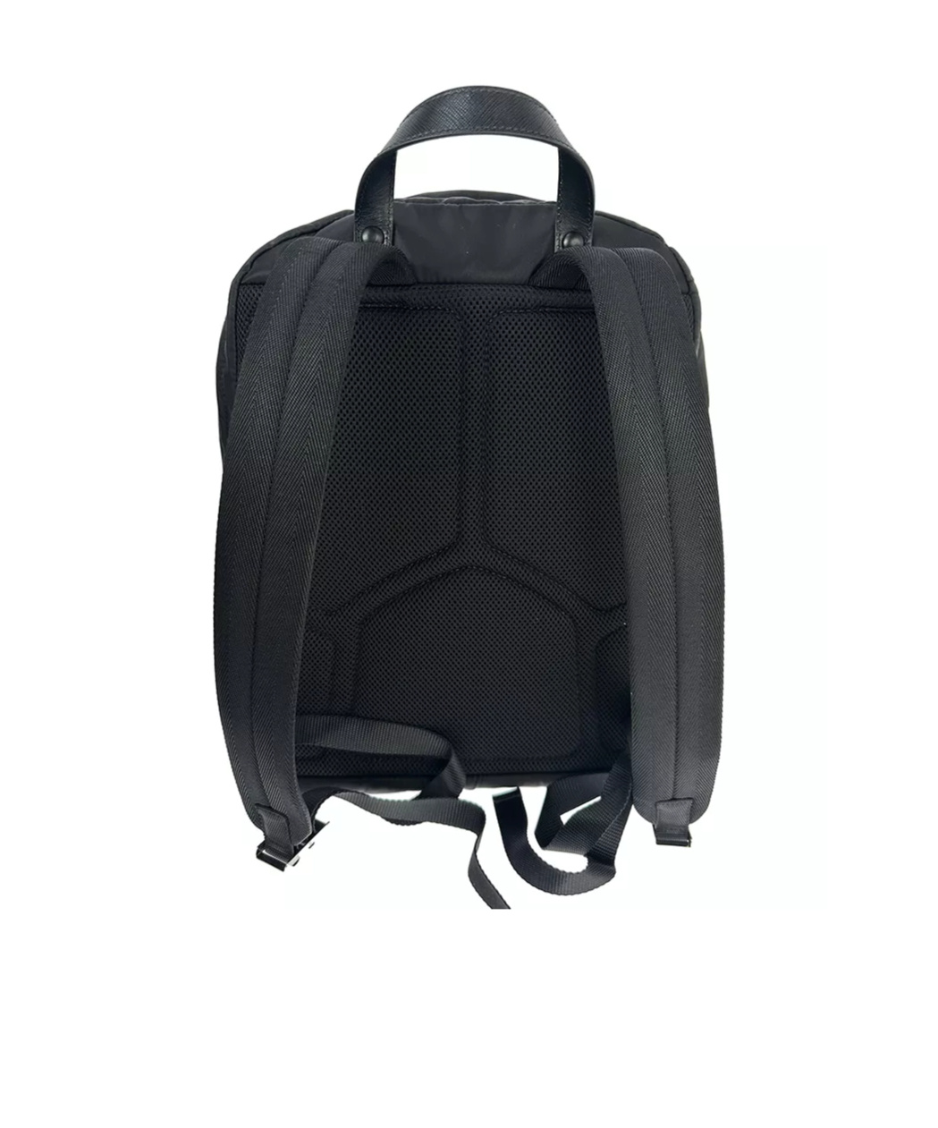 Prada Structured Leather Backpack With Logo Zipper Closure In Black
