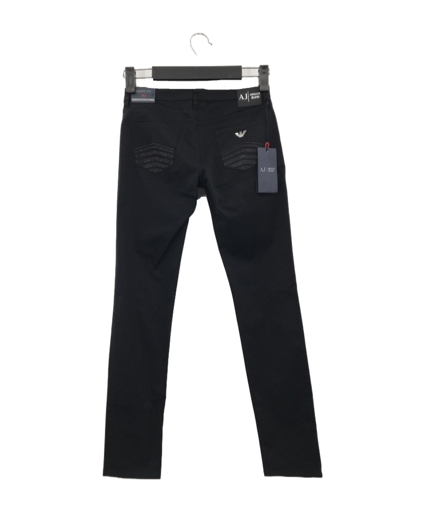 Shop Armani Jeans Logo Details Denim Trousers In Black