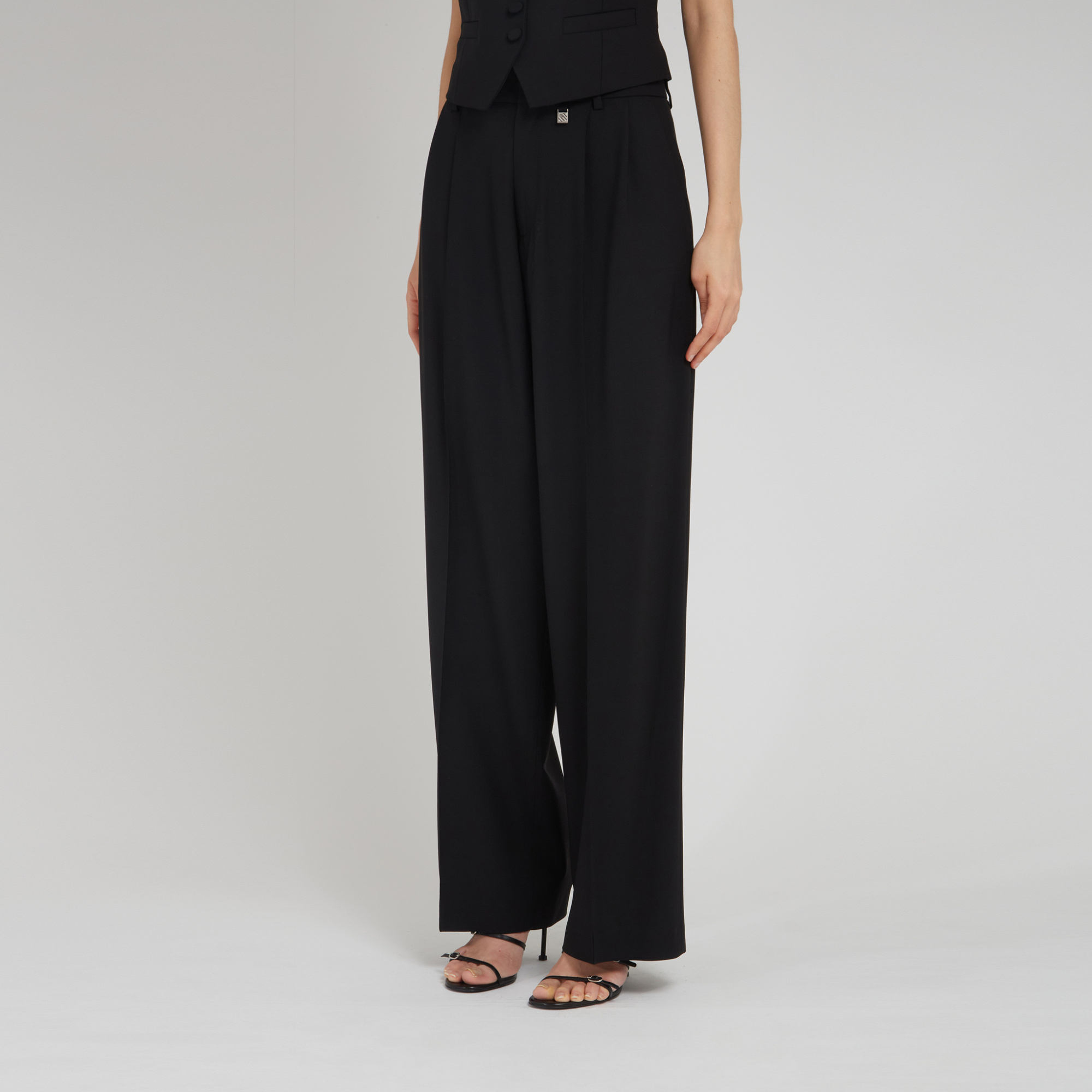 Giuseppe Di Morabito Wool Tailoring High Waist Straight Pants In Black