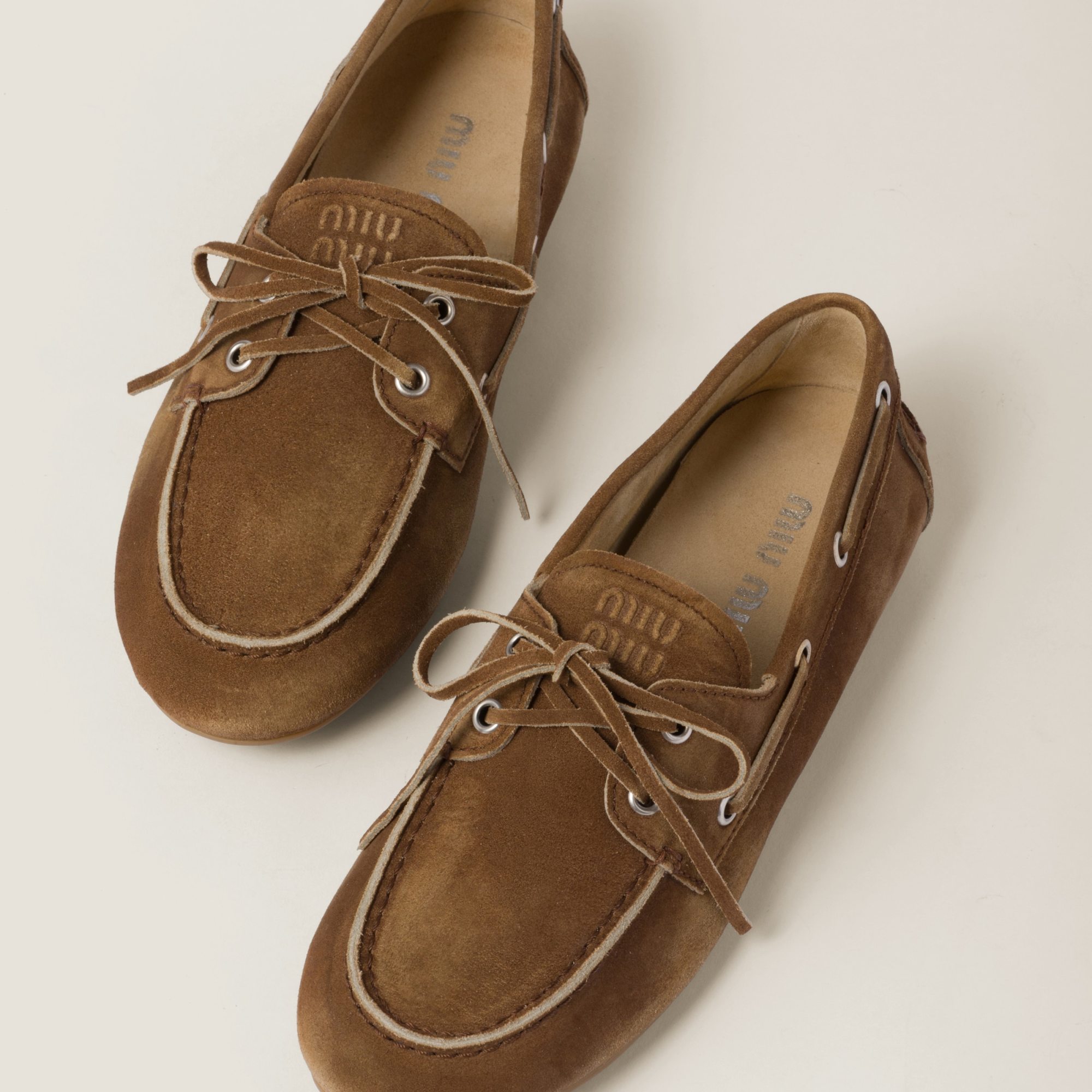 MIU MIU FADED UNLINED SUEDE LOAFERS