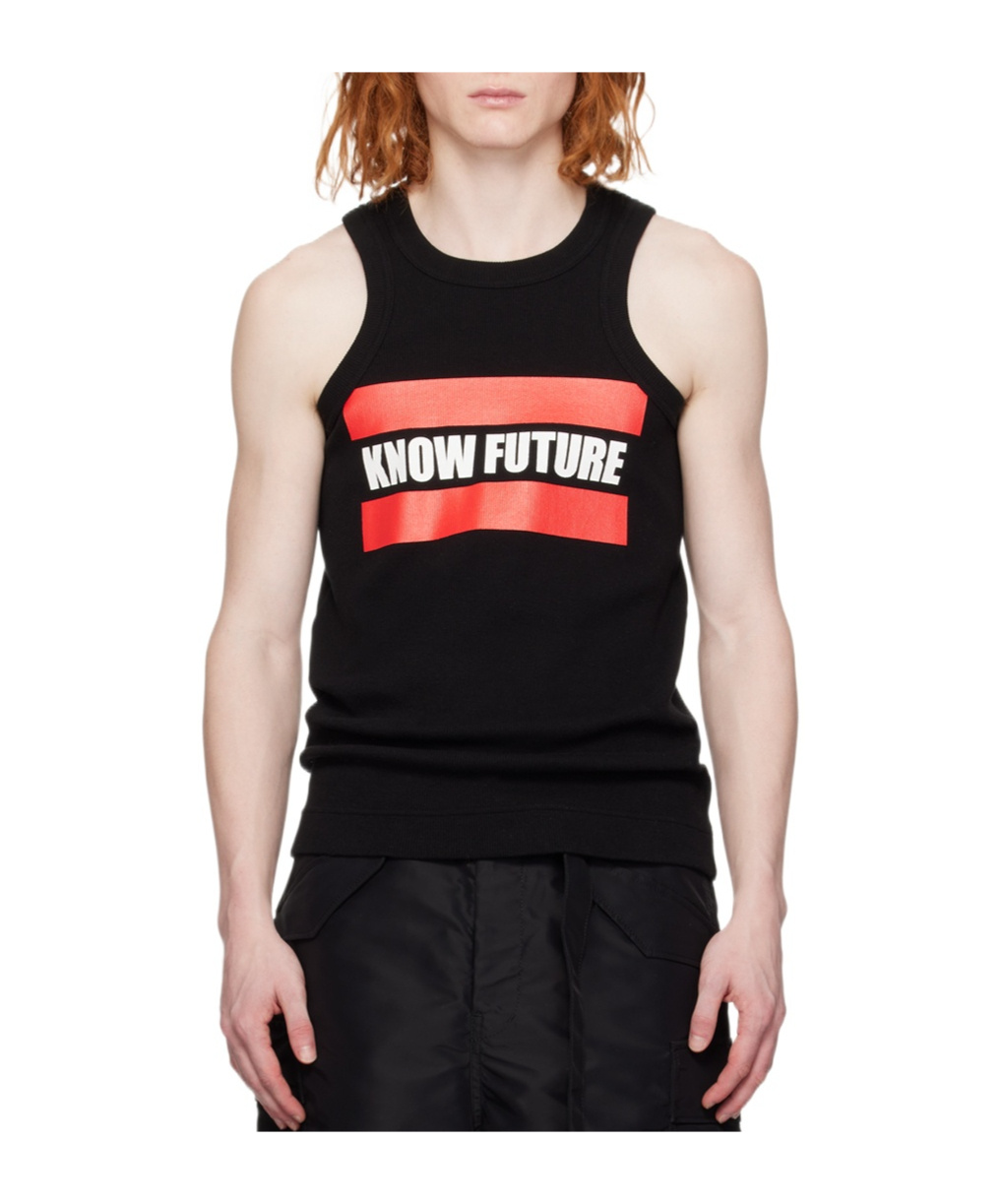 Sacai Pattern Printed Sleeveless Vest In Black