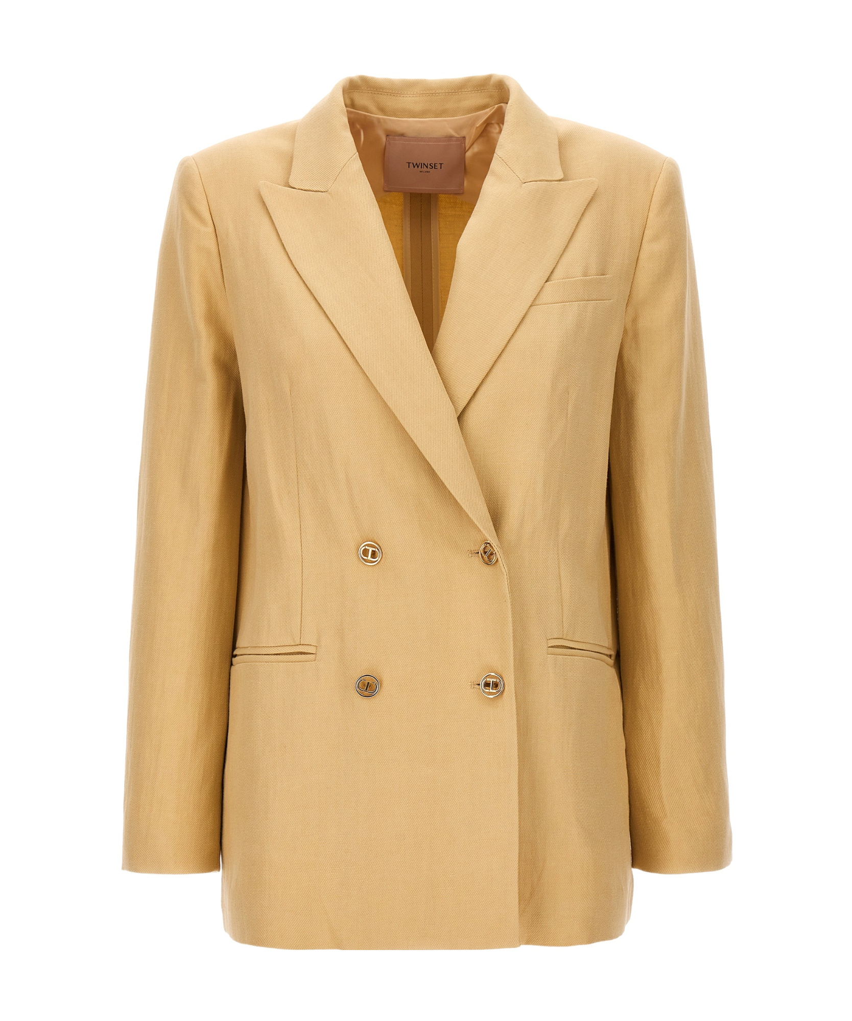 Shop Twinset Long Sleeved Lapel Suit Jacket In Nude
