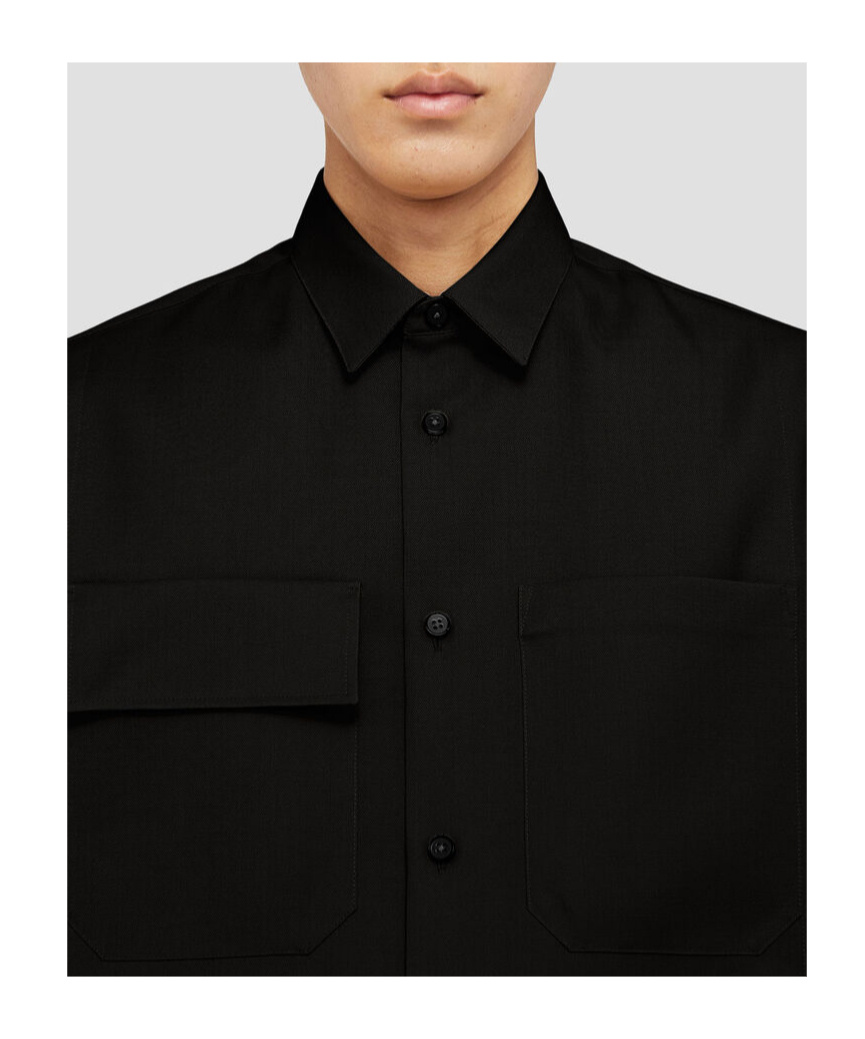 Jil Sander Chest-pockets Wool Shirt In Black