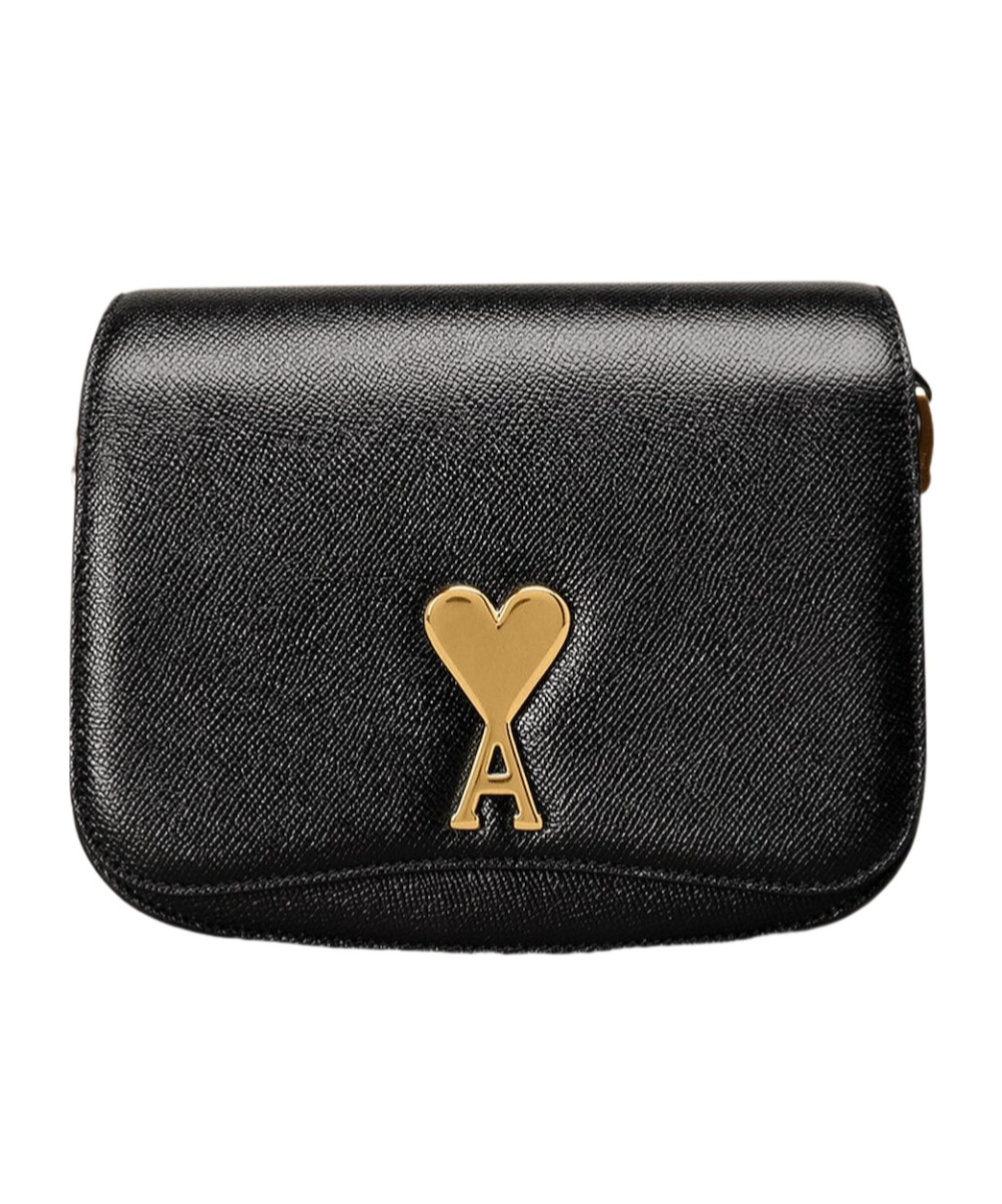 Shop Ami Alexandre Mattiussi Ami Paris Ami De Coeur Logo Plaque Shoulder Bag In Black