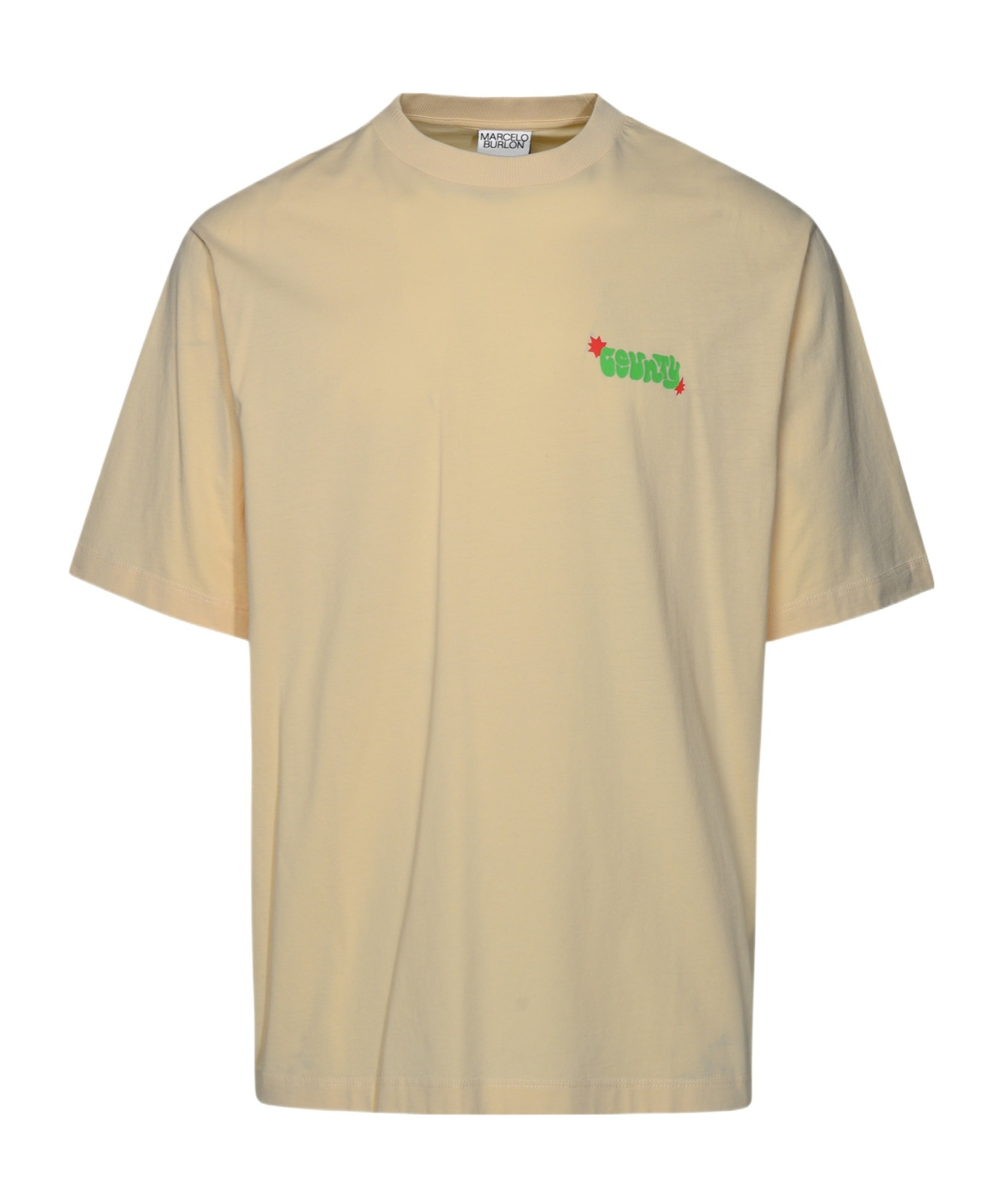 Marcelo Burlon County Of Milan 'solsticio' Beige Cotton T-shirt In Nude