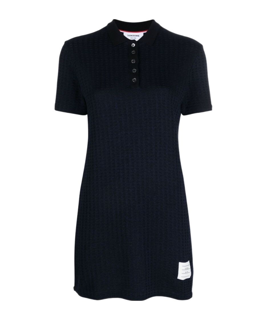 Thom Browne Checked Jacquard Polo Minidress In Blue