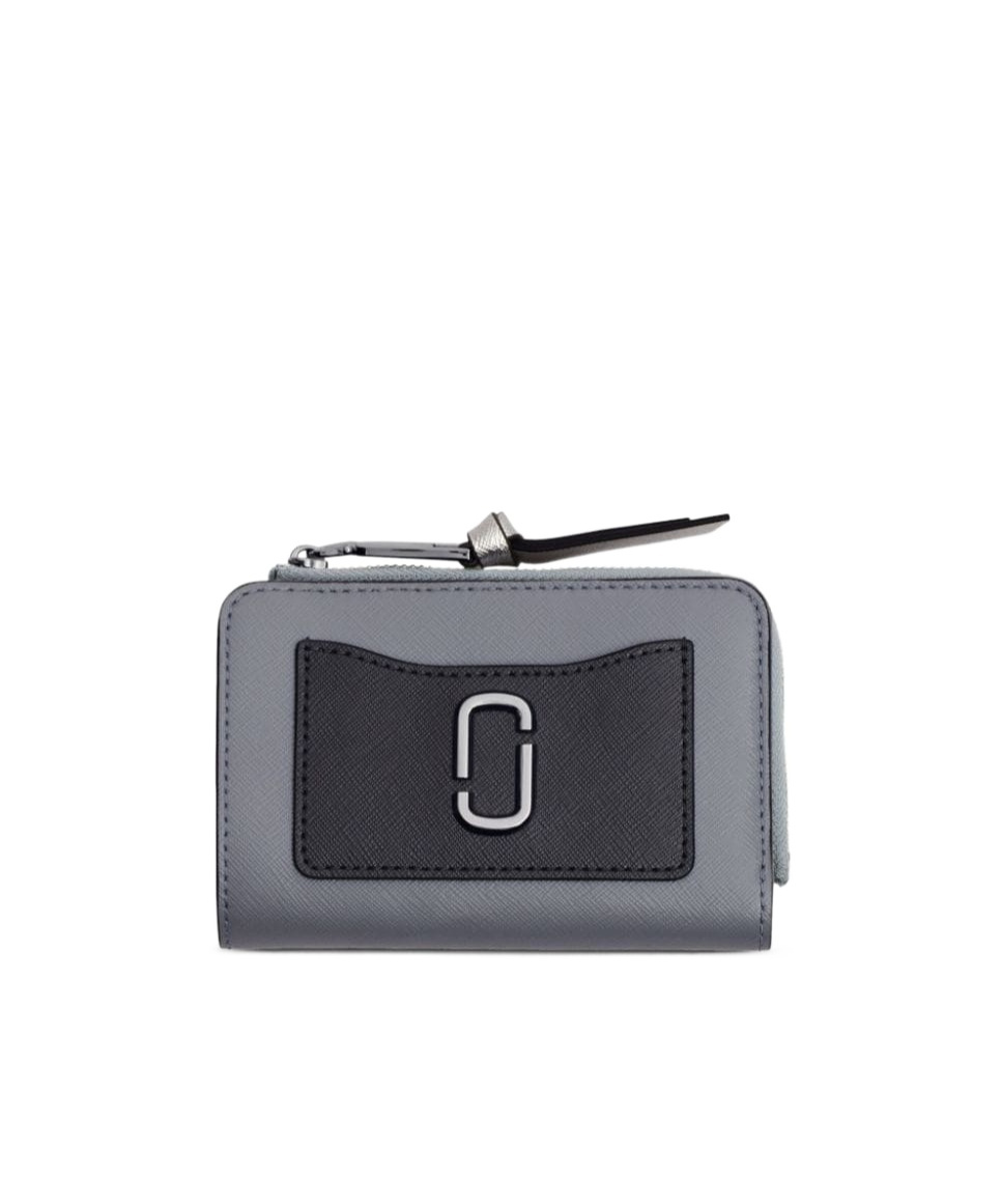 Marc Jacobs Logo-plaque Leather Wallet In Gray