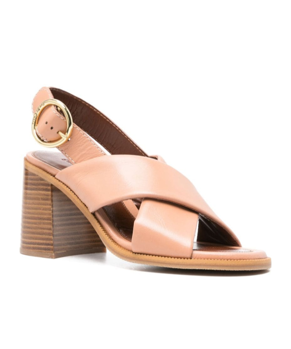 See By Chloé 85mm Logo-buckle Leather Sandals In Nude