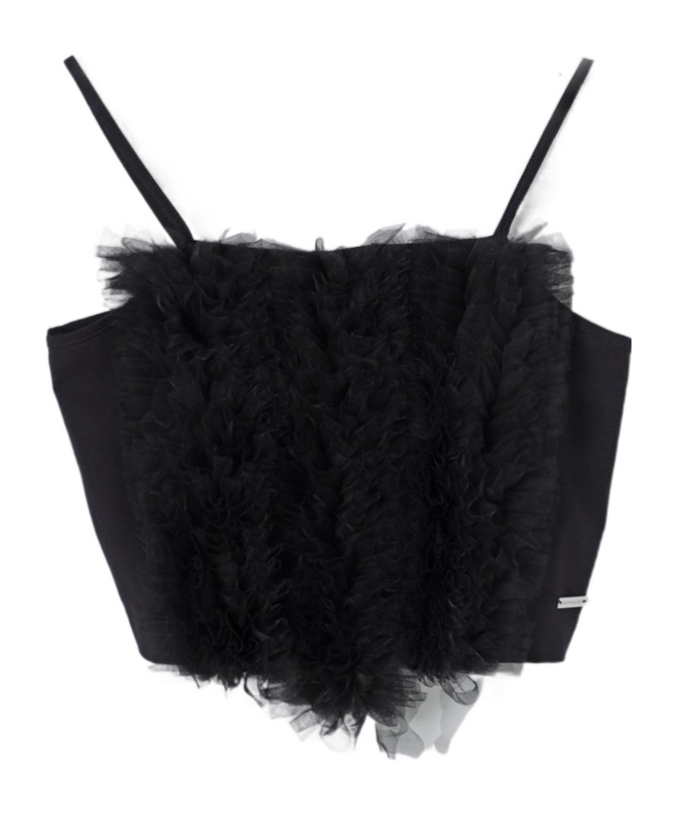 Monnalisa Ruffled Crop Top In Black