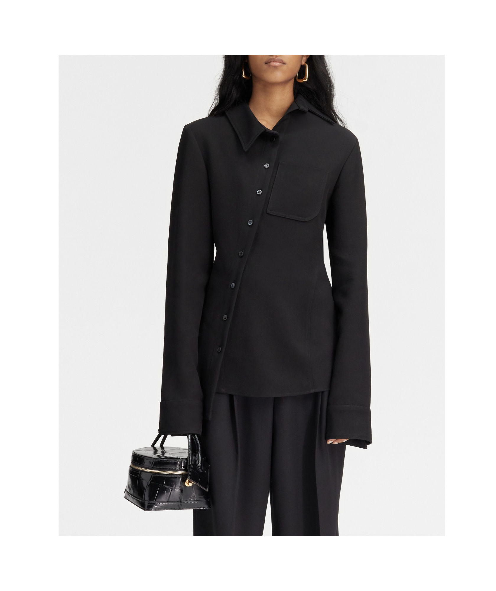 Jacquemus Asymmetric Shirt In Black