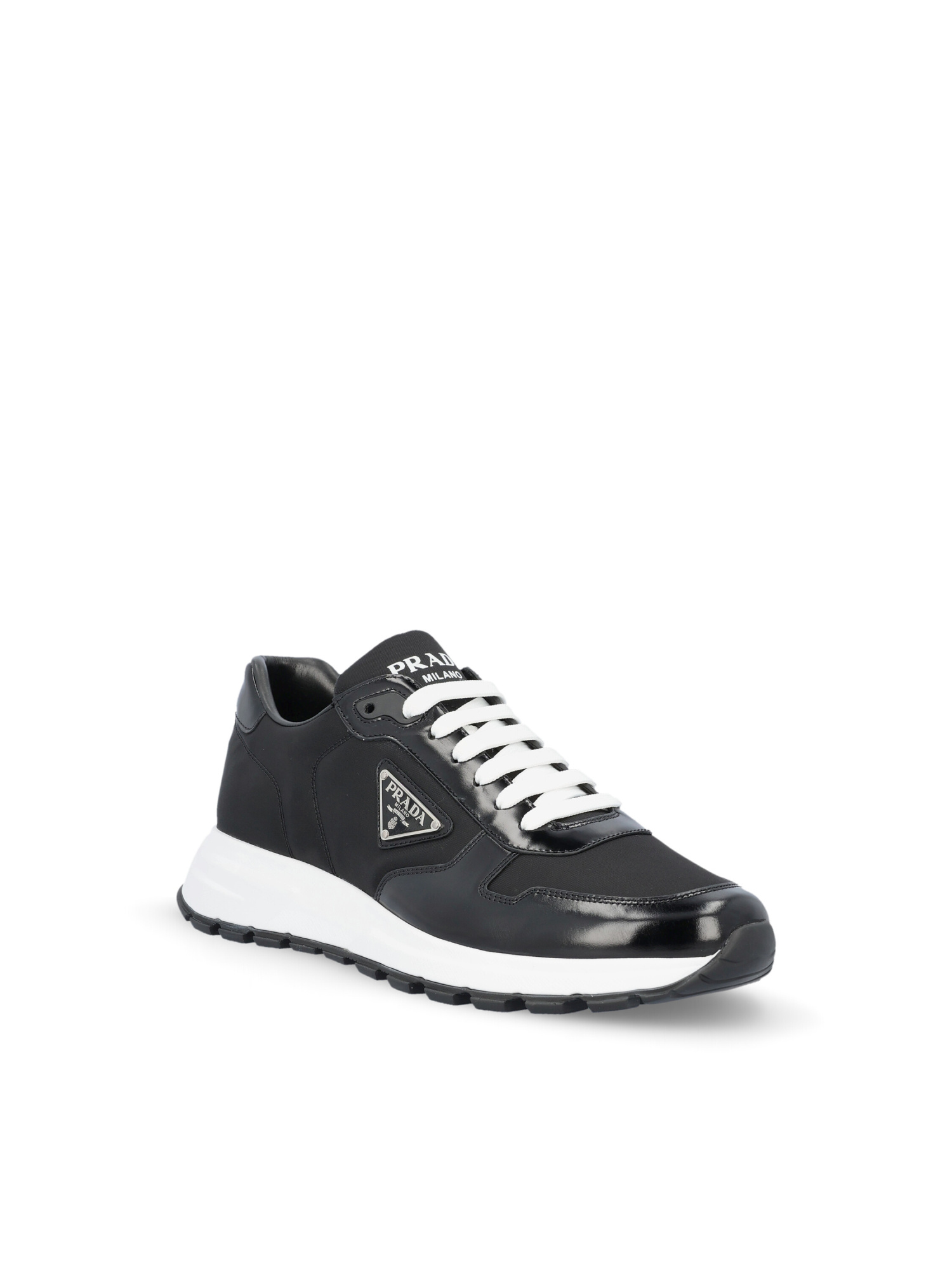 Shop Prada Logo Plaque Low-top Sneakers In Black