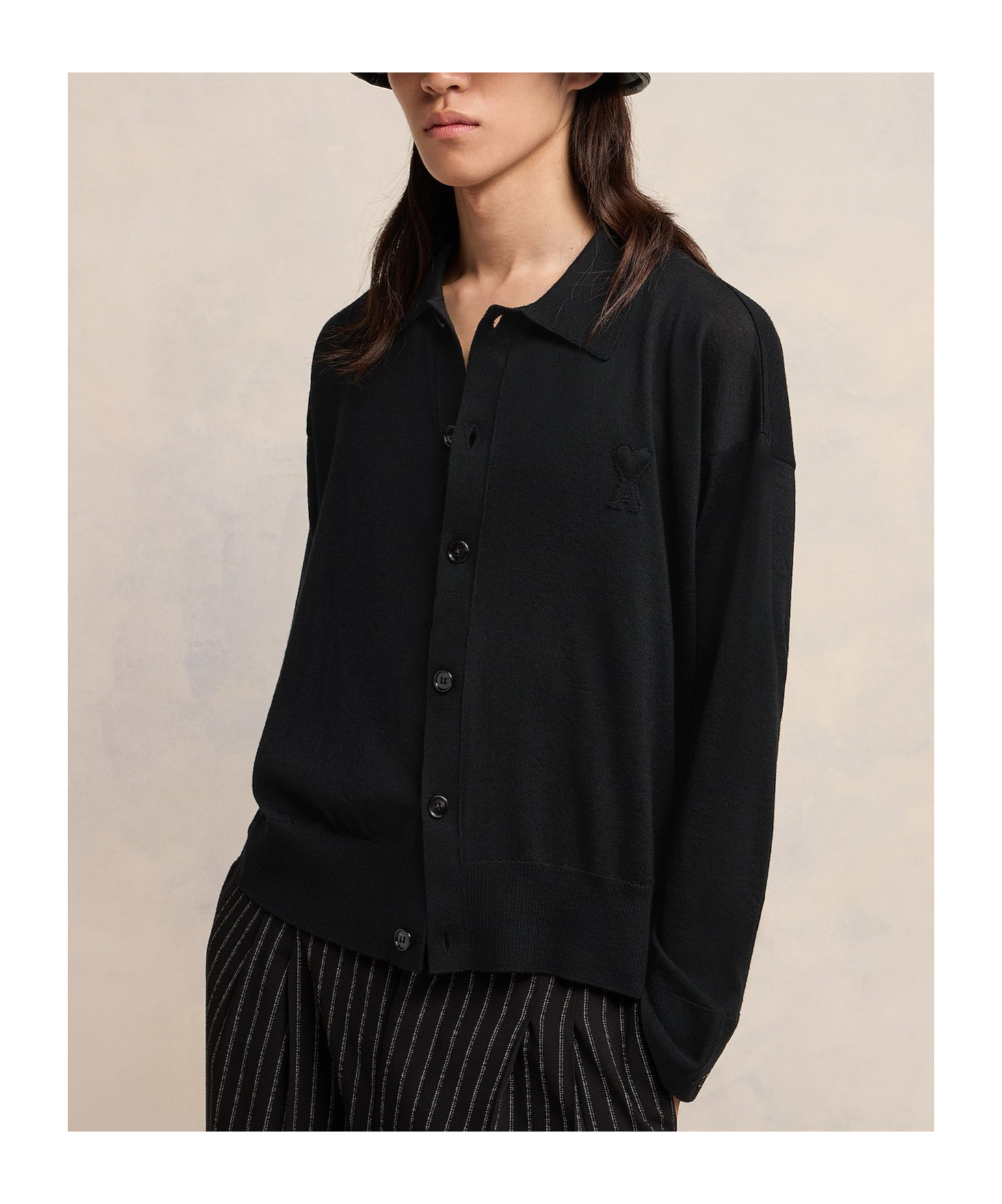 Ami Alexandre Mattiussi Ami Paris Long-sleeved Button-up Cardigan In Black