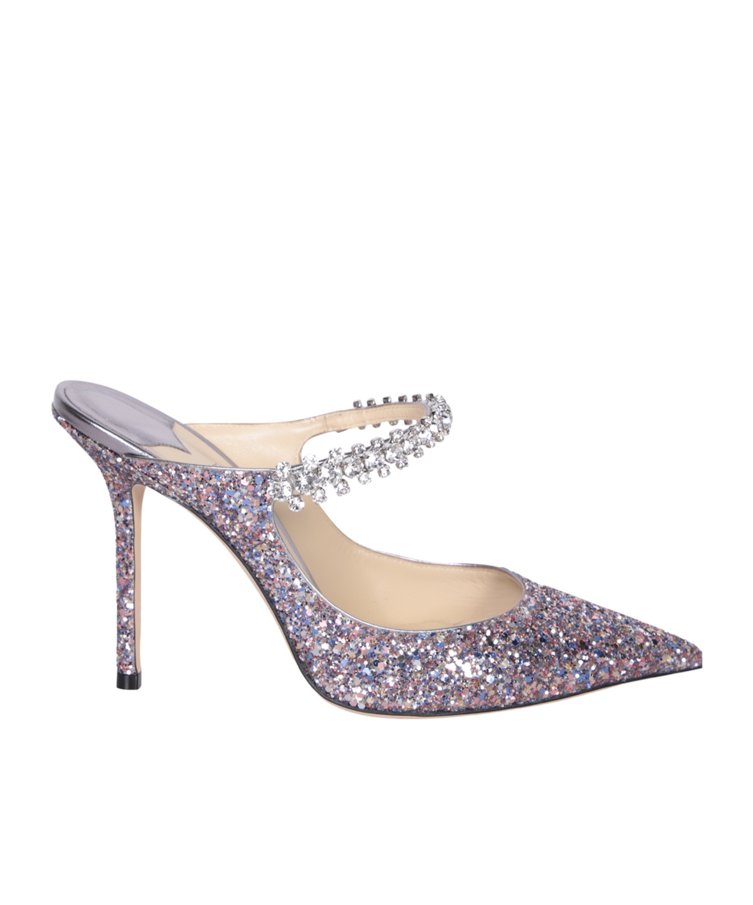 Jimmy Choo Bing 100 Glitter Fabric M In Gray