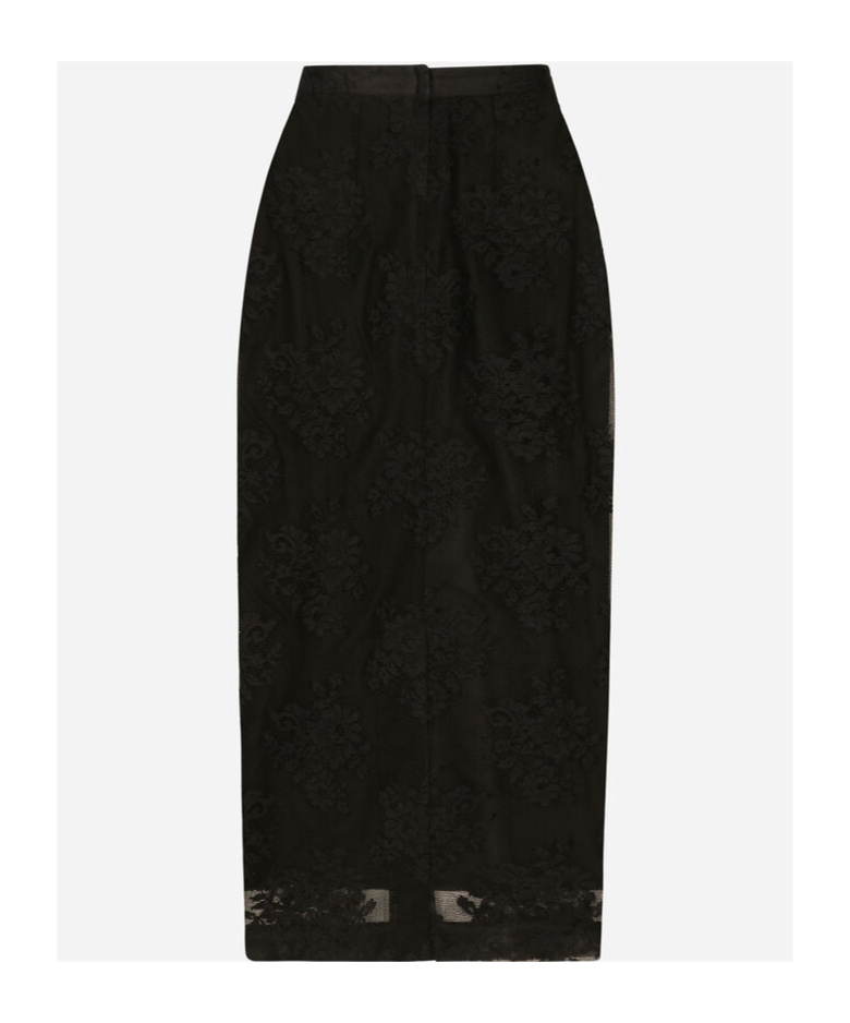Dolce & Gabbana Tulle Sheer Midi Skirt In Black