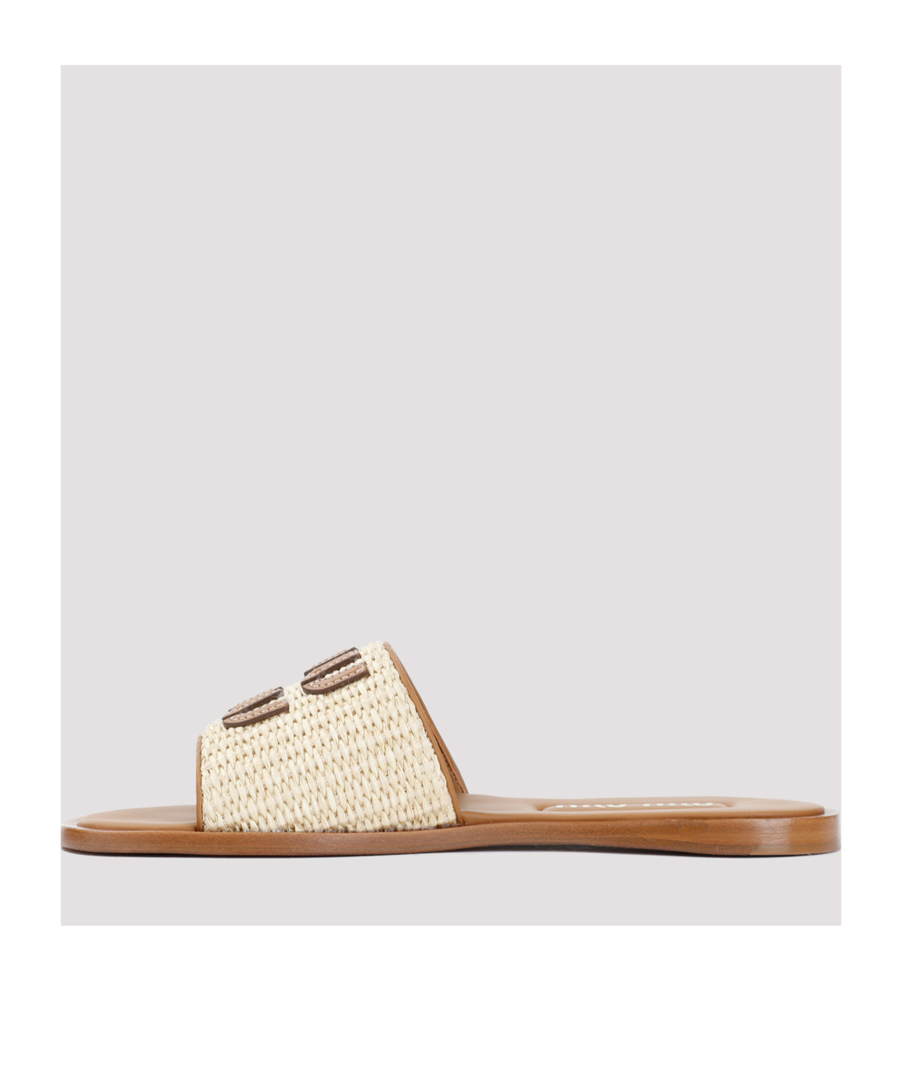 Miu Miu Beige Logo Sandals In Nude
