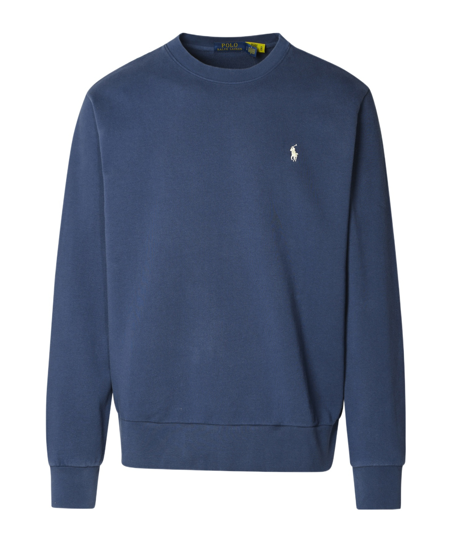 Polo Ralph Lauren Navy Blue Loopback Cotton Crewneck Sweatshirt In Blue