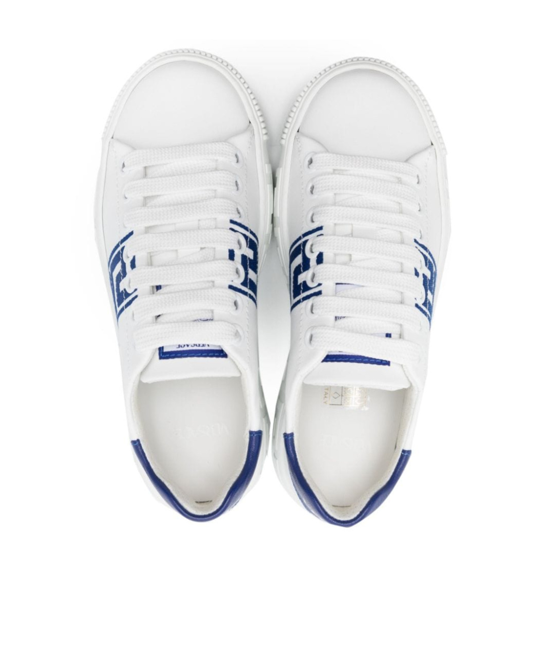 VERSACE GRECA-DETAIL LEATHER SNEAKERS 