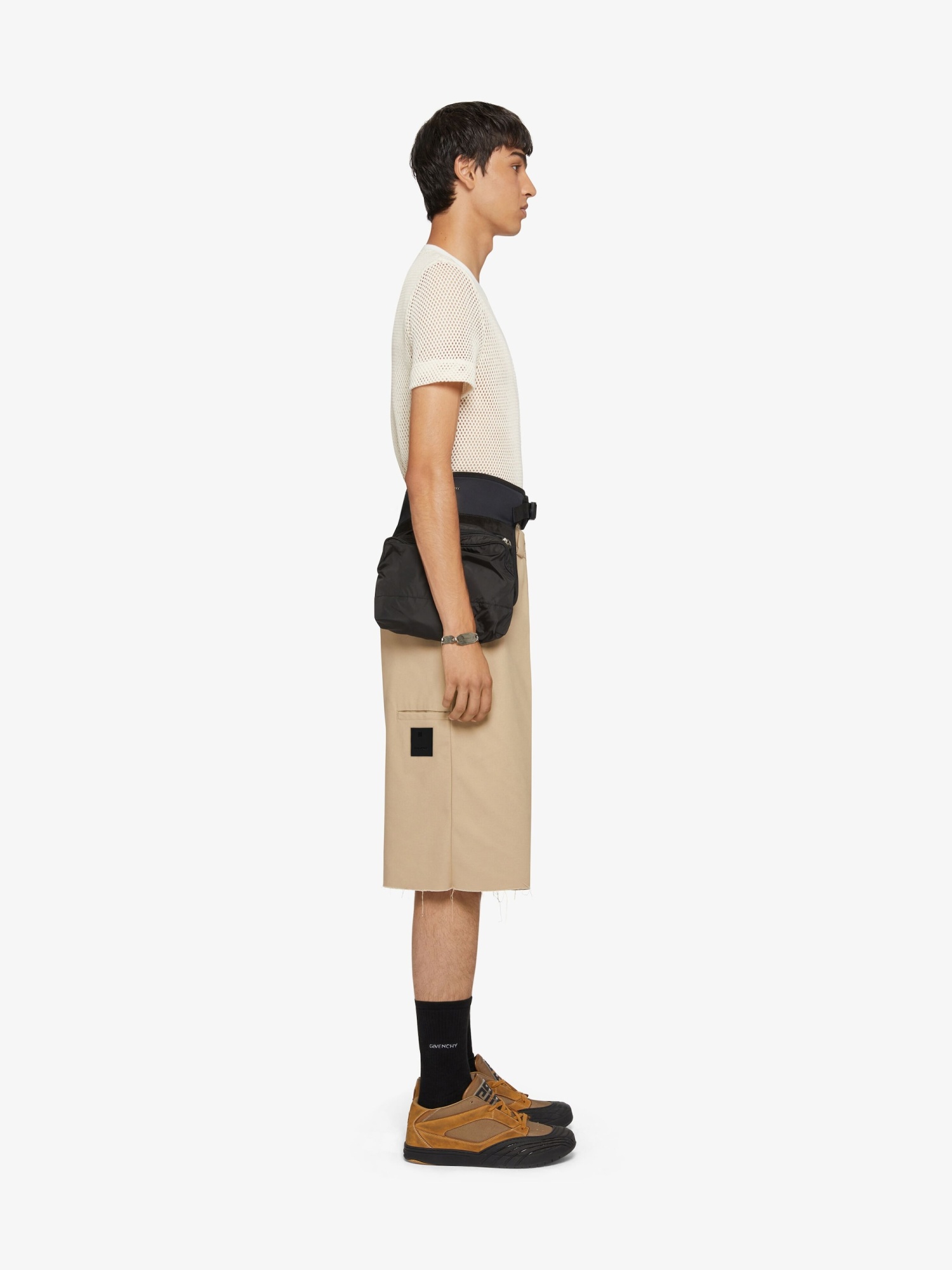 Givenchy Extra Wide Chino Bermuda Shorts In Canvas In Nude