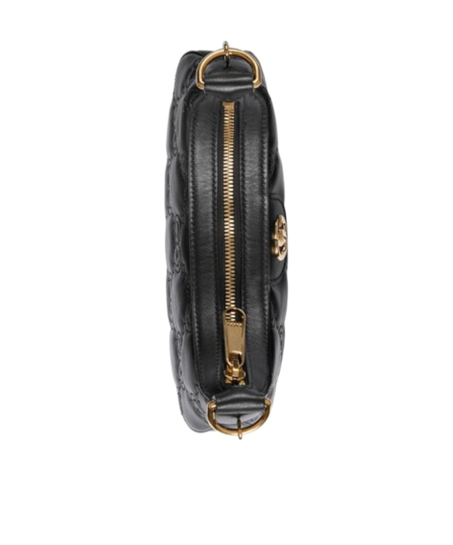 Gucci Gg Matelassé Half-moon Shaped Bag In Black