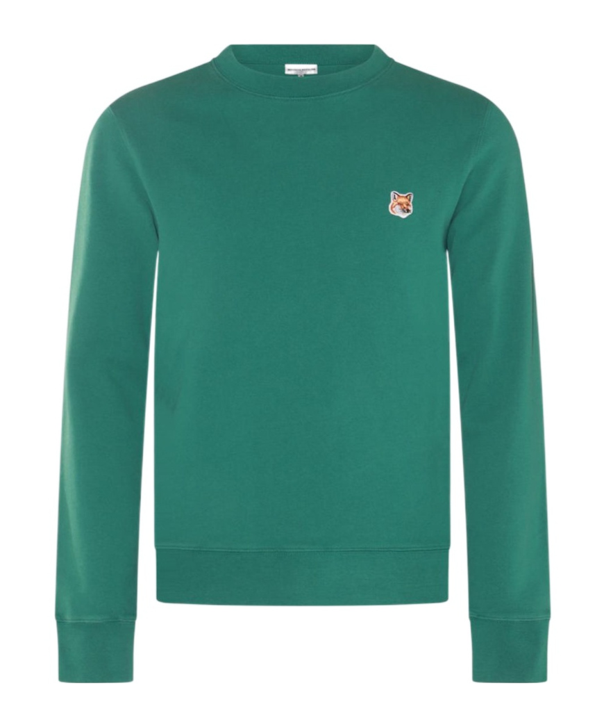 Maison Kitsuné Man Sweatshirt Emerald Green Size L Cotton In Green