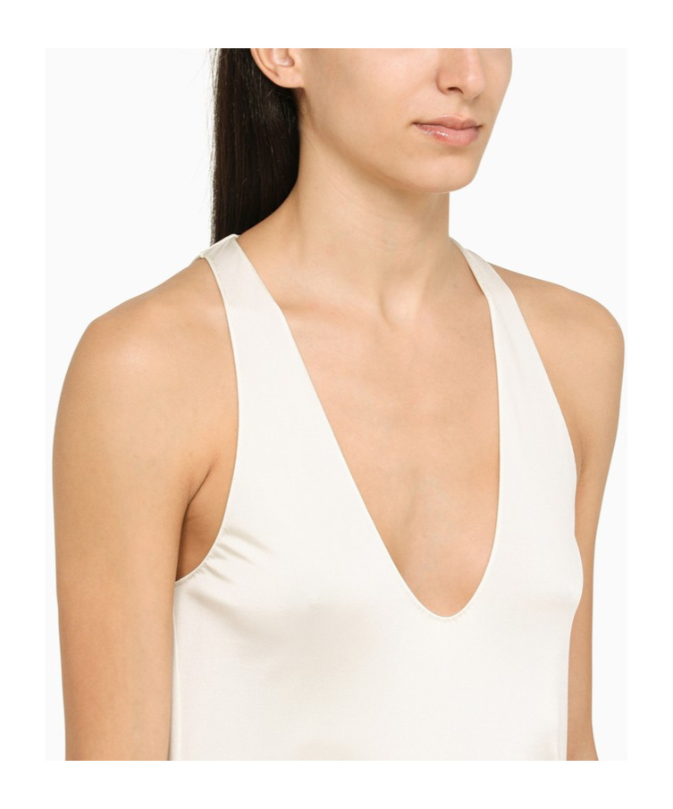 Saint Laurent Silk Crepe Satin Top In White