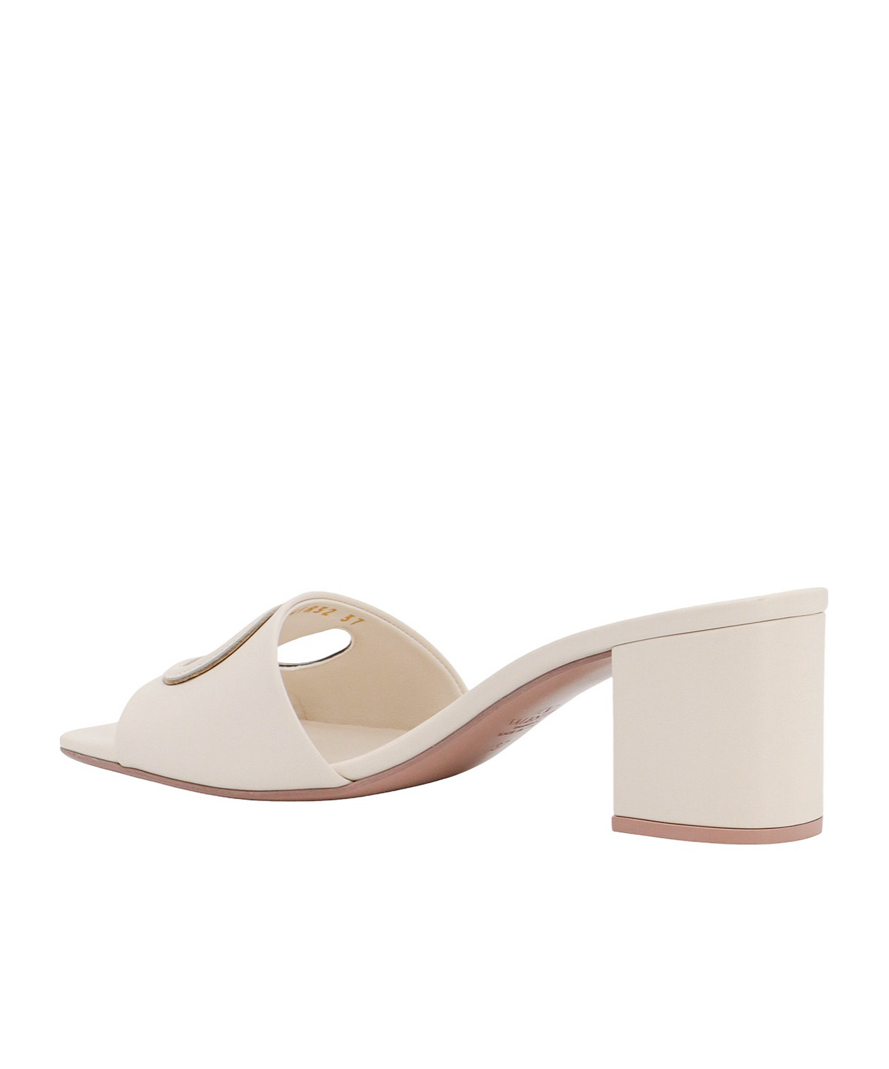 Valentino Garavani White Mules With Vlogo Cut-out On The Front In Leather Woman In Nude