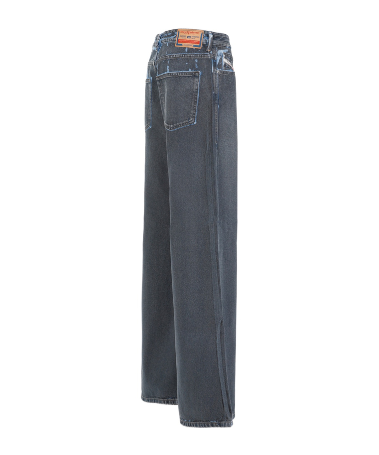 Diesel 1996 D-sire-s1 Low-rise Distressed Wide-leg Jeans In Black