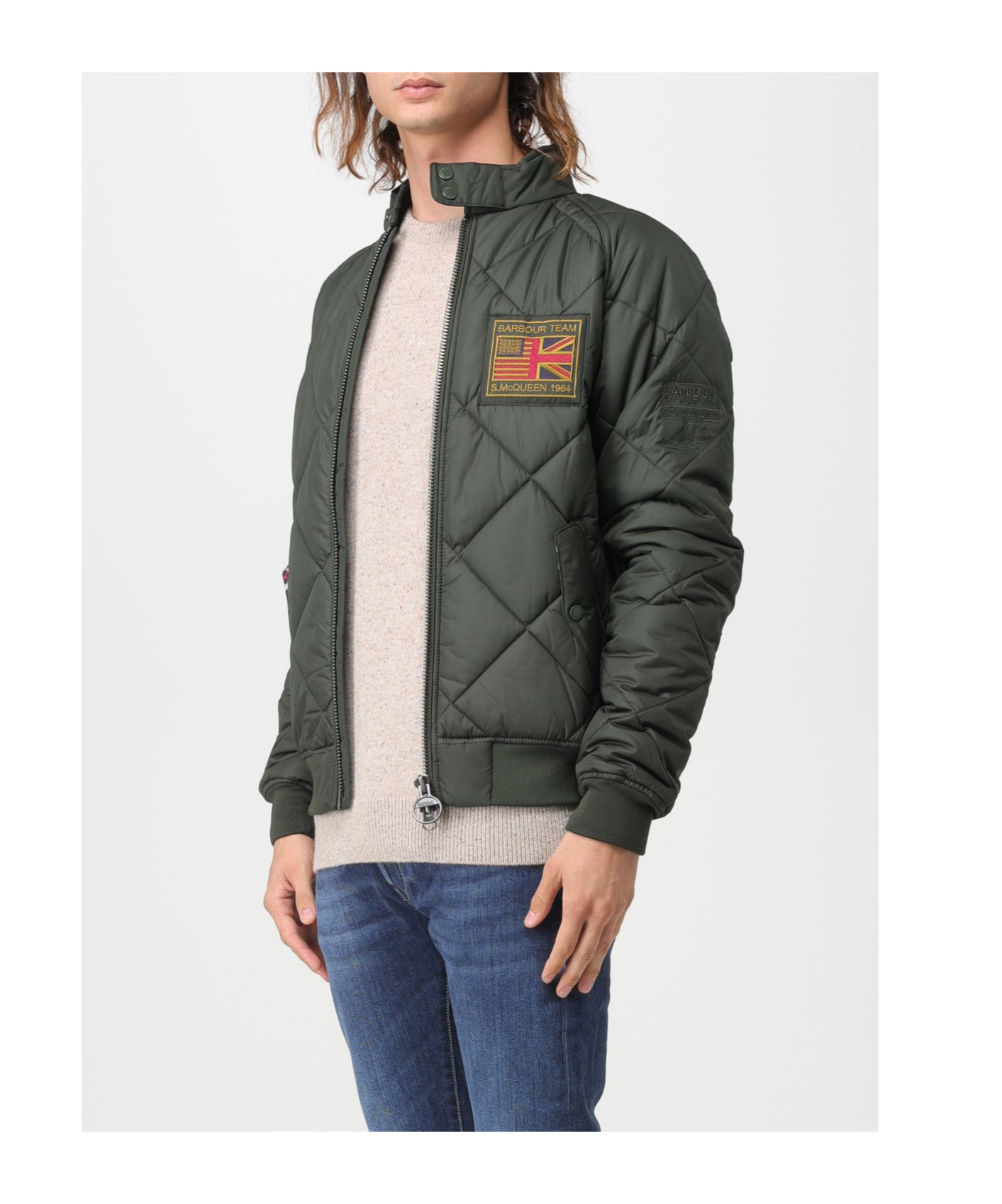 Barbour Logo Patch Zip-up Padded Jacket In Black