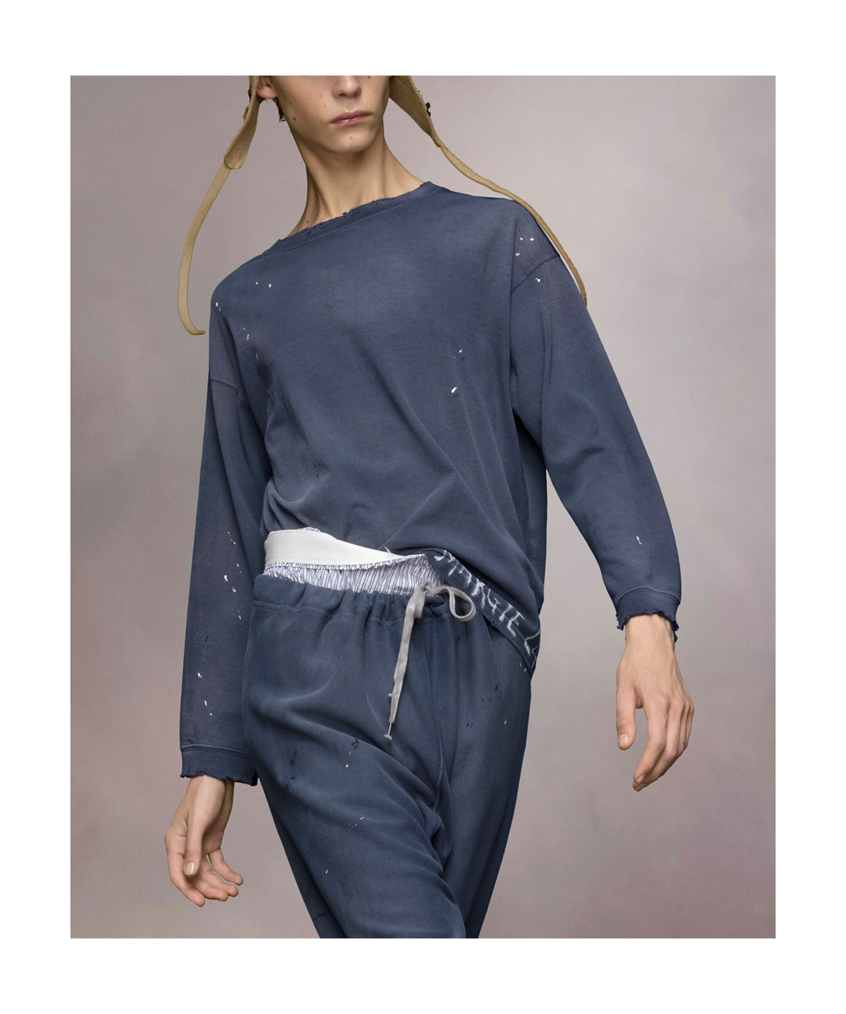 Shop Maison Margiela Handwritten Cotton Sweatshirt In Blue