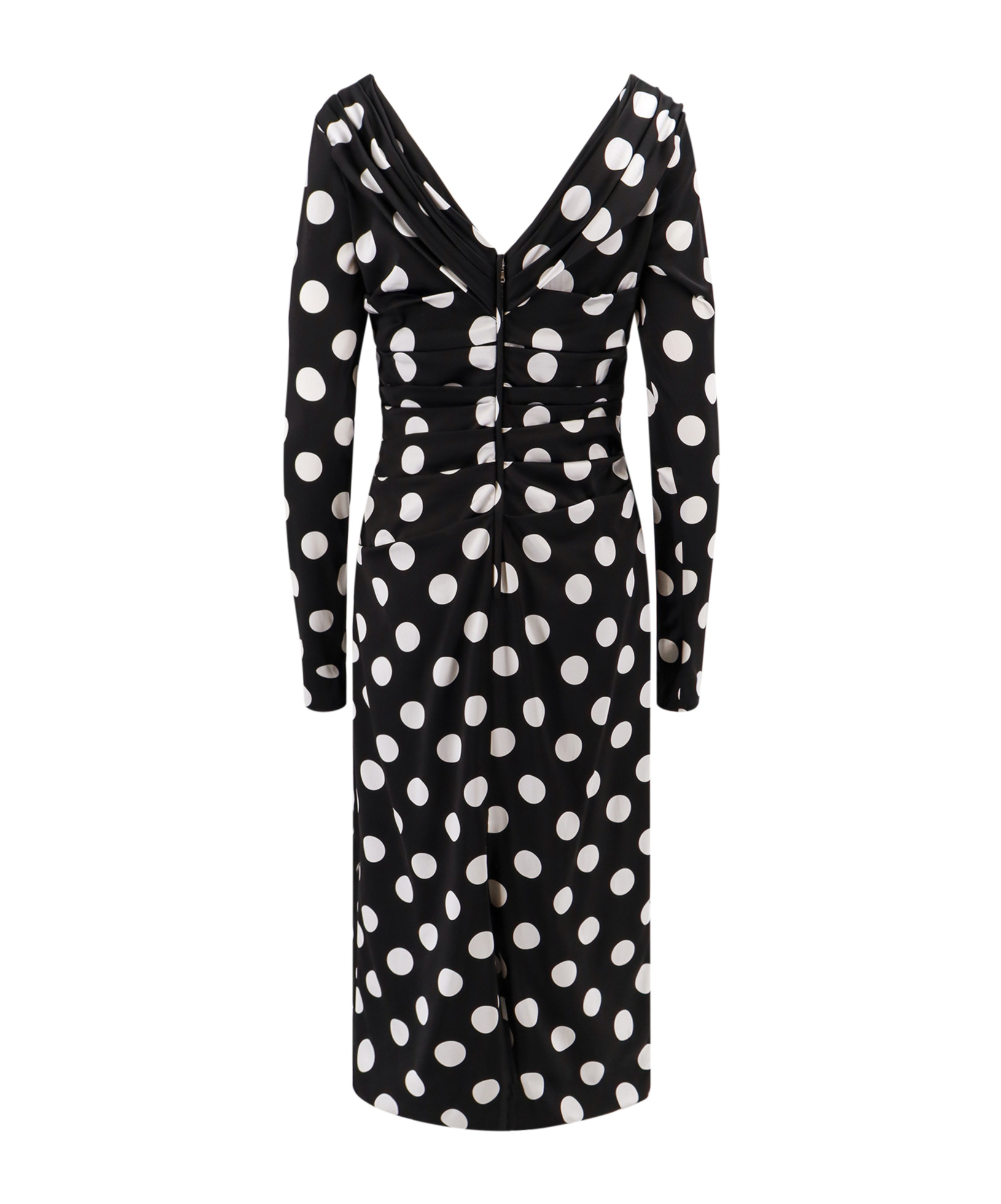 Dolce & Gabbana Satin Midi Dress With Polka-dot Print: In Black