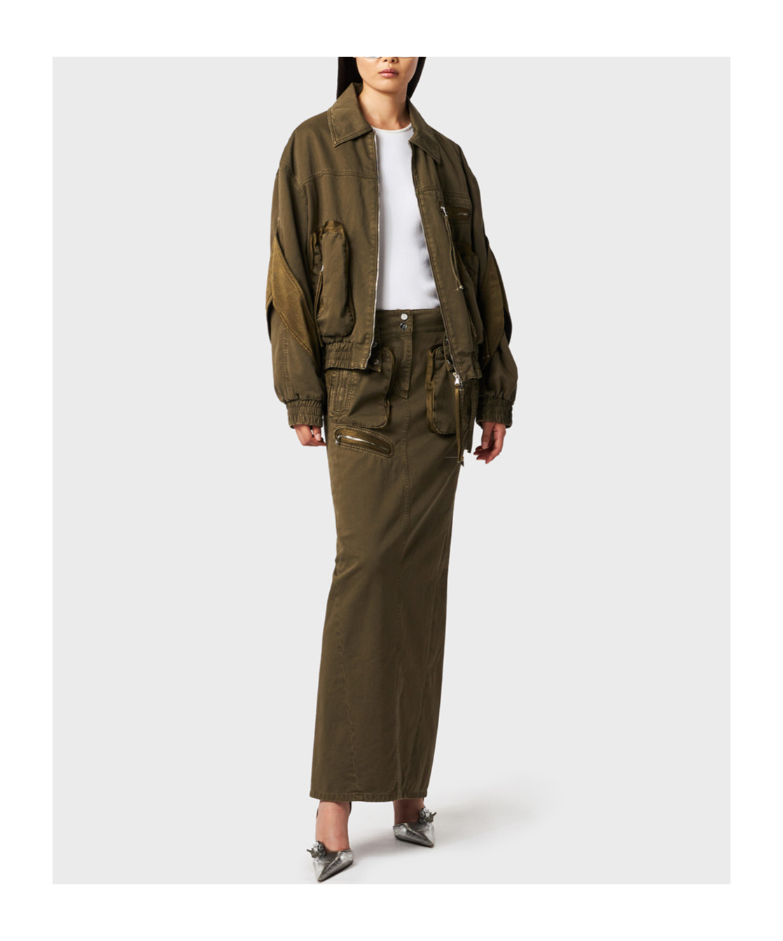 Blumarine Satin-inserts Bomber Jackets In Green