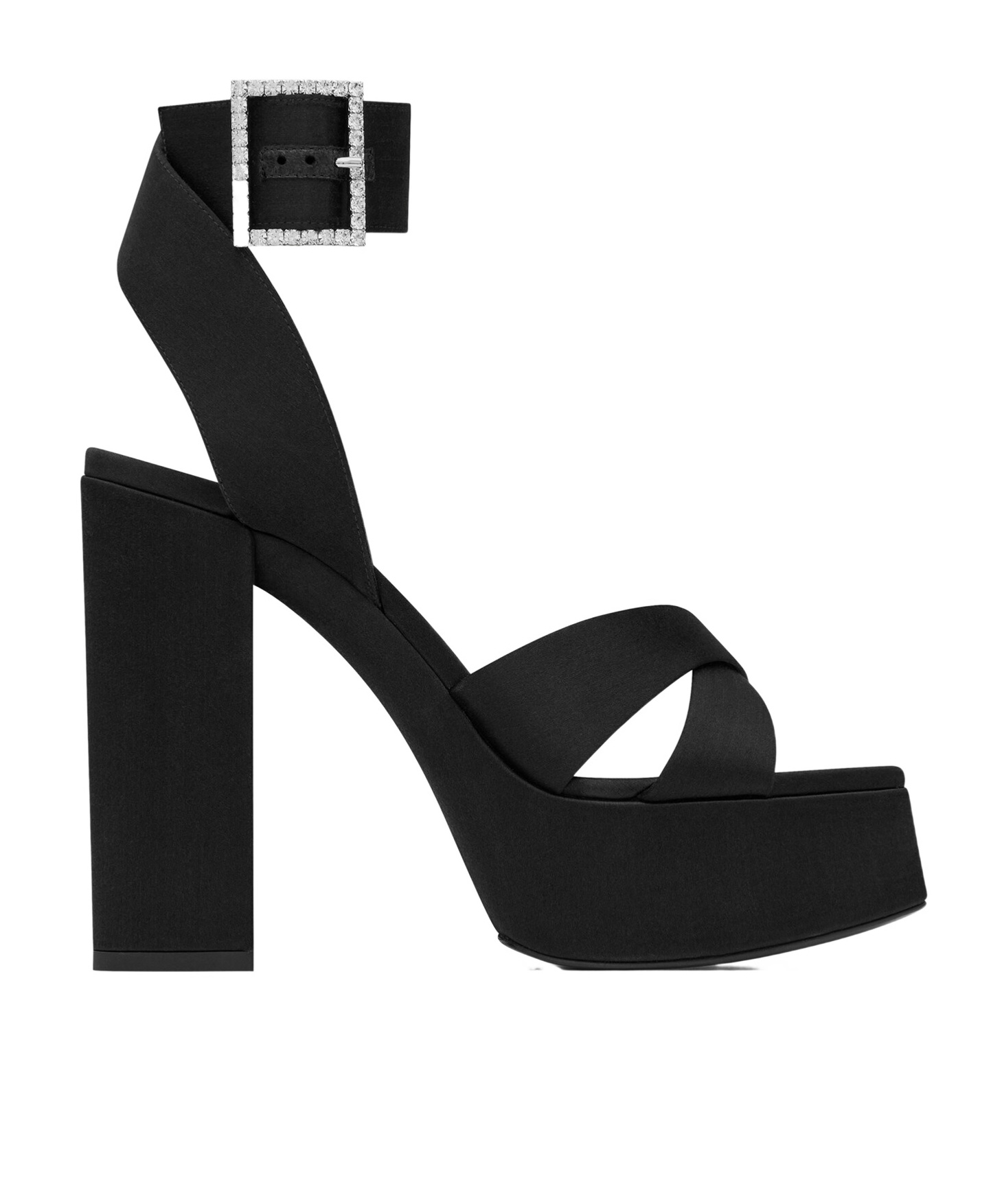 Saint Laurent Elegant Mini Satin Bianca Sandals With 12.5 Cm Heel Height In Black