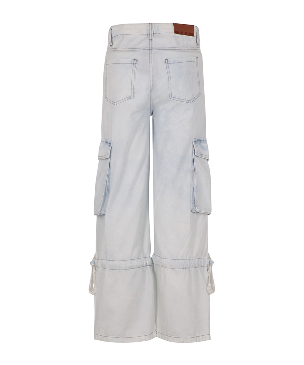 Msgm Logo-embroidered Chambray Jeans In White