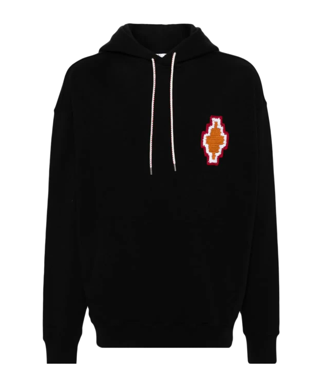Marcelo Burlon County Of Milan Macrame Cross-patch Cotton Hoodie In Black