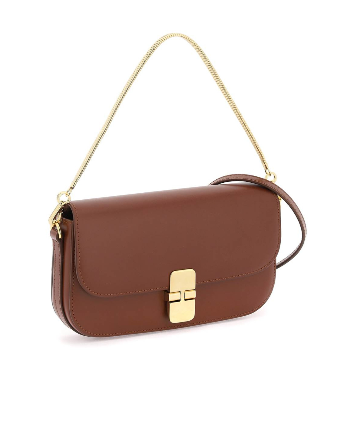 Shop Apc Grace Chaine Leather Clutch Bag In Brown