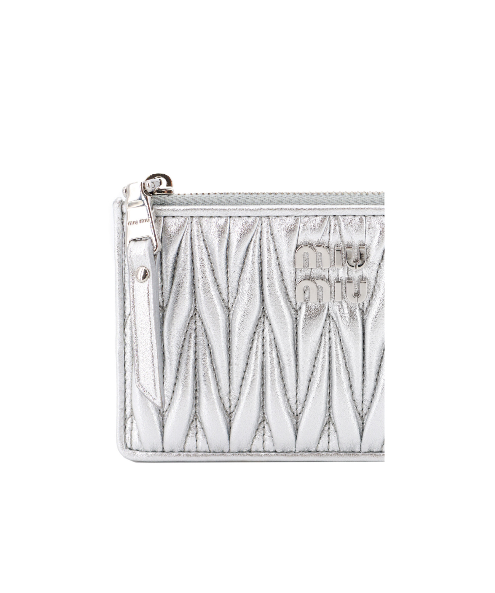 Miu Miu Logo-plaque Matelassé Wallet In White