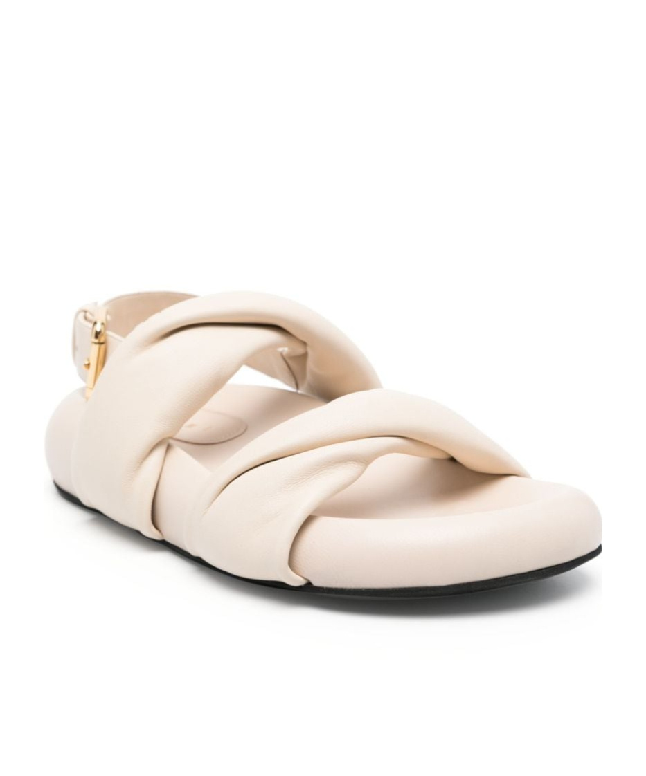 Marni Off-white Back Buckle Sandals In Nude