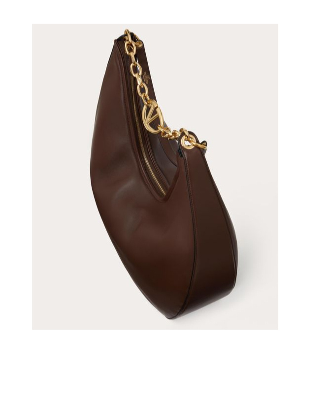 Valentino Maxi Vlogo Moon Shoulder Bag In Black