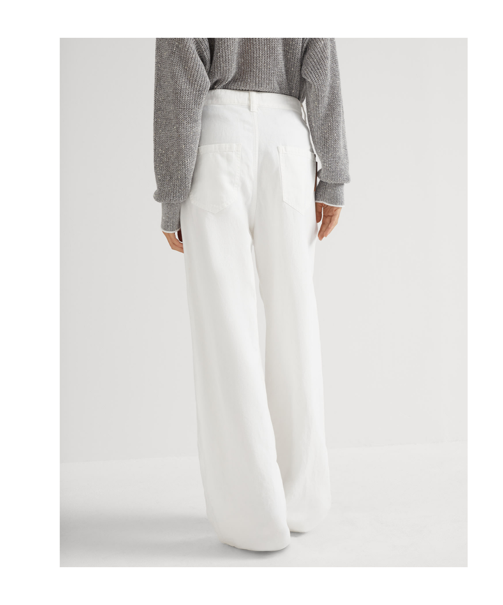 Brunello Cucinelli Five Classic Pockets Denim Trousers In White