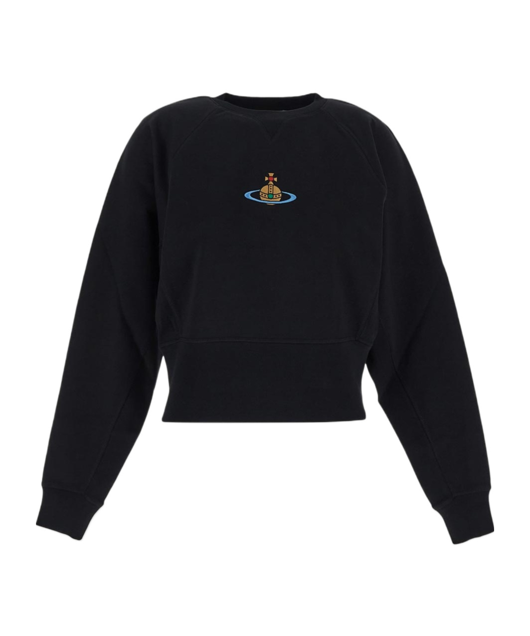 Shop Vivienne Westwood Orb-logo-embroidery Cotton Sweatshirt In Black