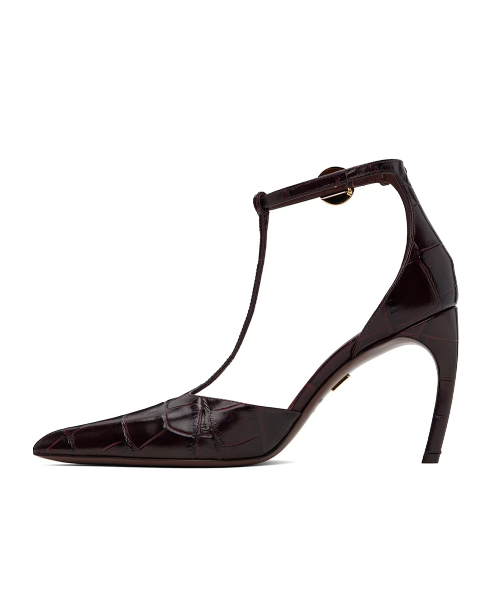 Ferragamo T-strap High Heels In Brown