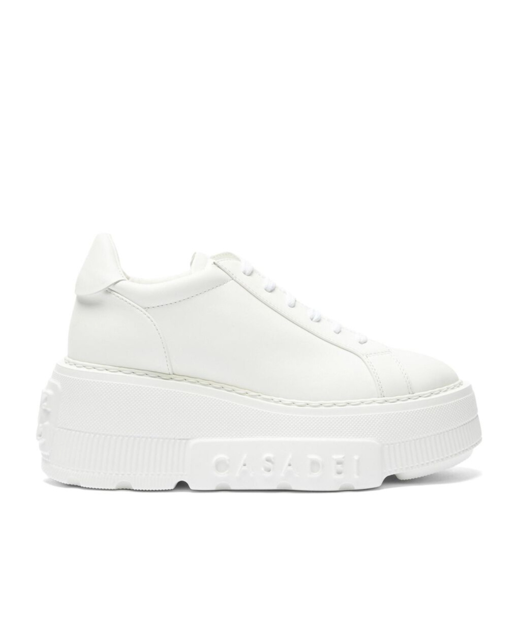 Casadei Chunky Sole Leather Sneakers In White