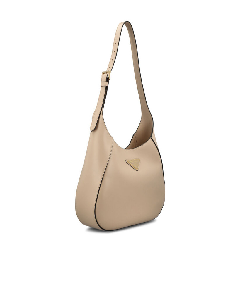 Prada Women's Travertine-coloured Leather Shoulder Bag In Nude