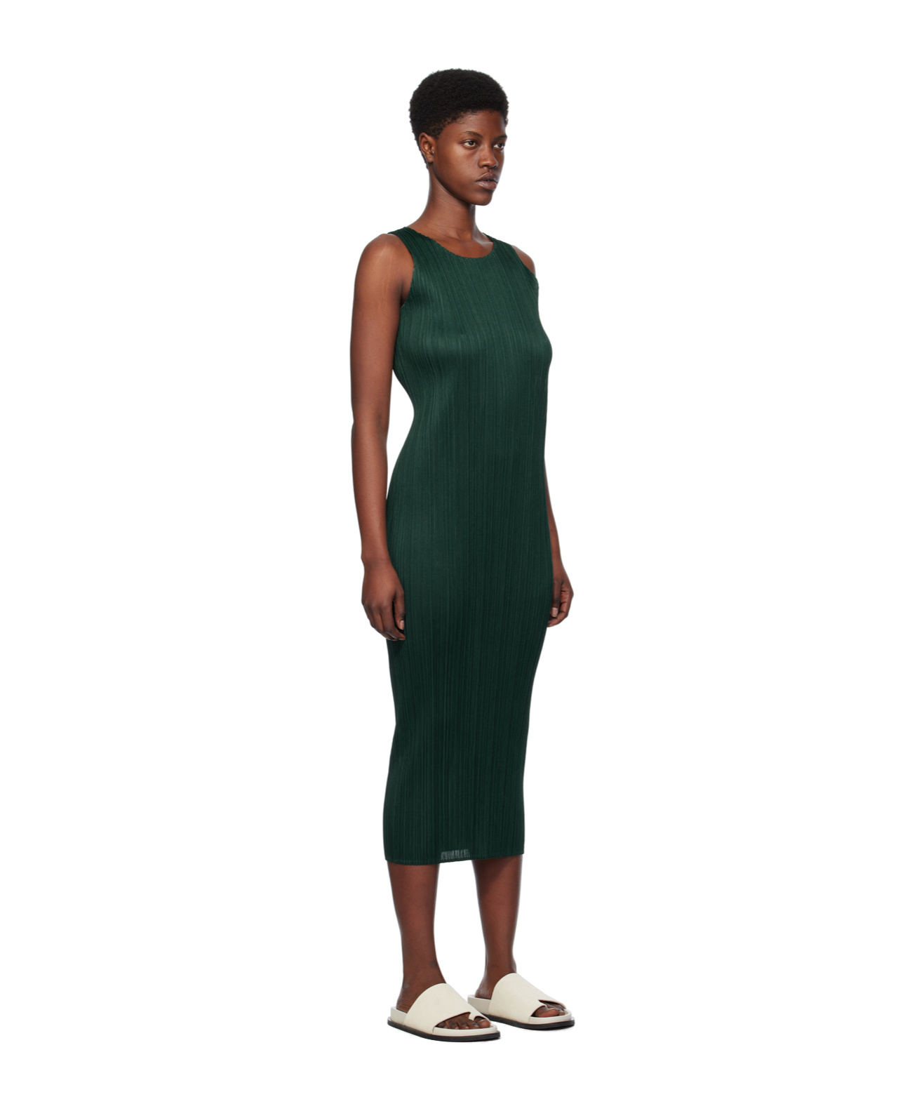 Shop Issey Miyake Basics Dress In Green